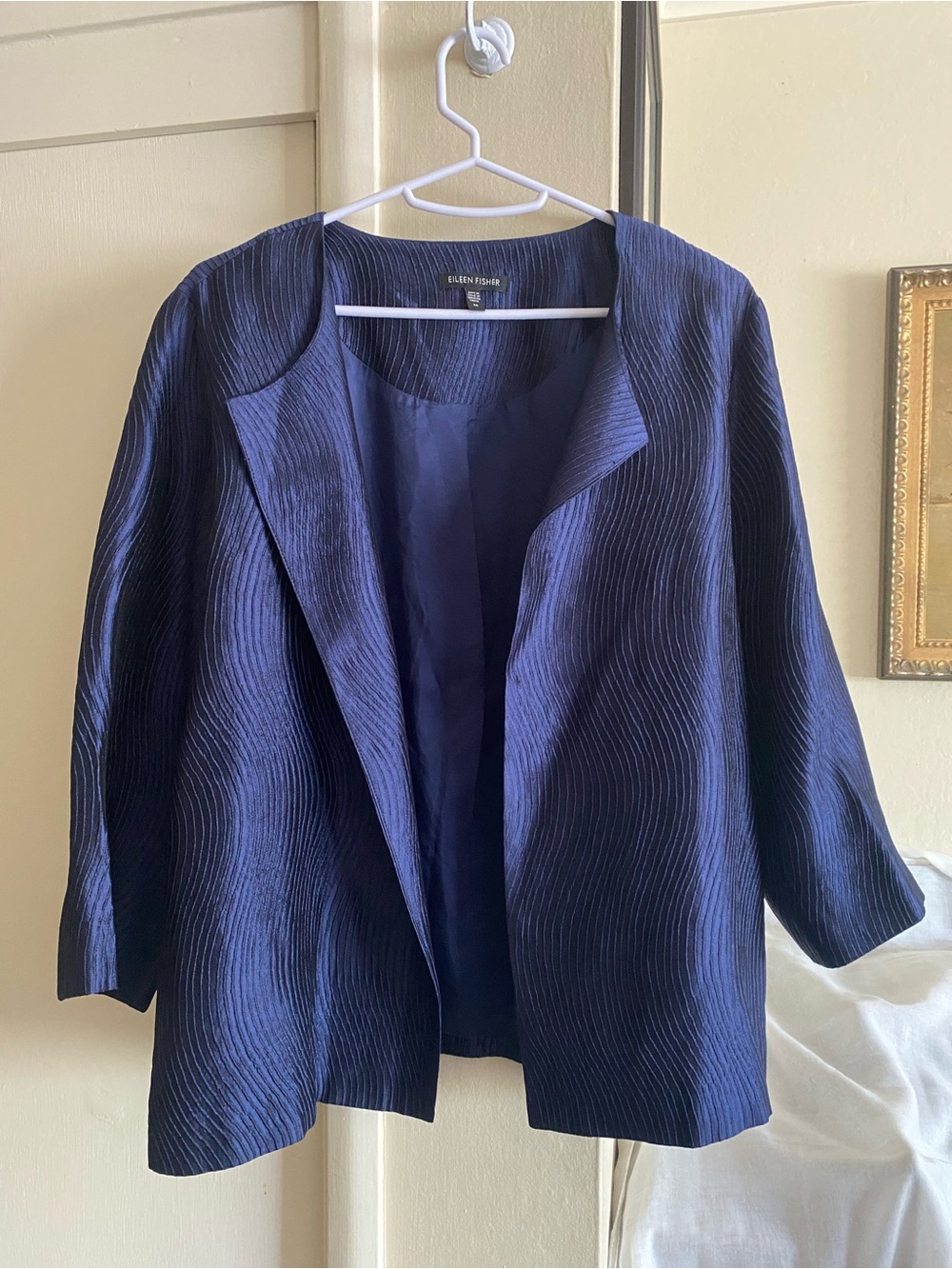 Eileen Fisher Textured Silk Blend Open Front Jacket